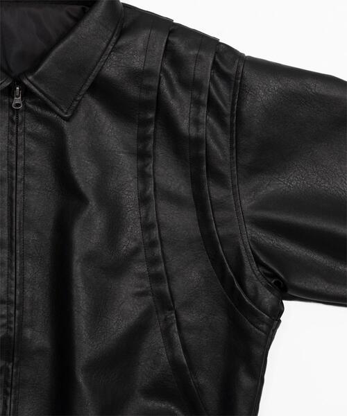 LUCY（ルーシー）の「LUCY/【26年春新作】PUタックボンバージャケット（ライダースジャケット・メンズ・ブラック・MEDIUM/LARGE）」の20枚目の写真