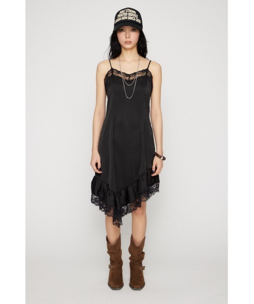 LAGUA GEM（ラグアジェム）の「SATIN LACE CAMI ワンピース（ワンピース・レディース・ブラック/オフホワイト/カーキ・SMALL/MEDIUM）」の2枚目の写真