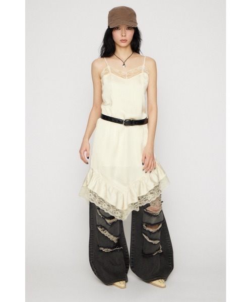 LAGUA GEM（ラグアジェム）の「SATIN LACE CAMI ワンピース（ワンピース・レディース・ブラック/オフホワイト/カーキ・SMALL/MEDIUM）」の14枚目の写真