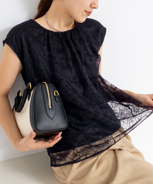 NOLLEY’S(ノーリーズ)の「ウォッシャブルレースレイヤードブラウス(シャツ/ブラウス・レディース・ブラック/ネイビー/ホワイト・38)」の3枚目の写真