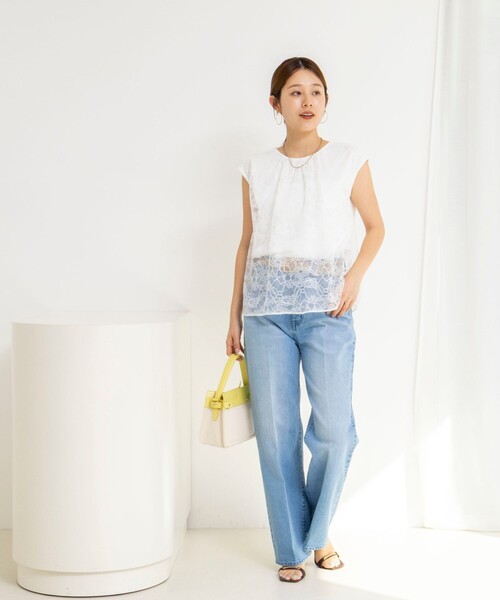 NOLLEY’S(ノーリーズ)の「ウォッシャブルレースレイヤードブラウス(シャツ/ブラウス・レディース・ブラック/ネイビー/ホワイト・38)」の5枚目の写真