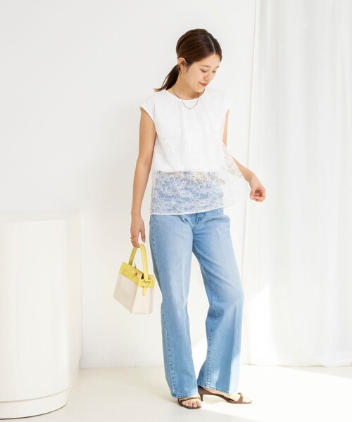 NOLLEY’S(ノーリーズ)の「ウォッシャブルレースレイヤードブラウス(シャツ/ブラウス・レディース・ブラック/ネイビー/ホワイト・38)」の6枚目の写真