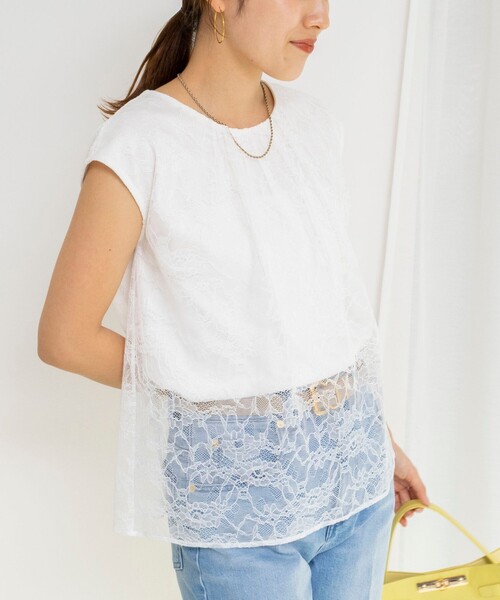 NOLLEY’S(ノーリーズ)の「ウォッシャブルレースレイヤードブラウス(シャツ/ブラウス・レディース・ブラック/ネイビー/ホワイト・38)」の11枚目の写真