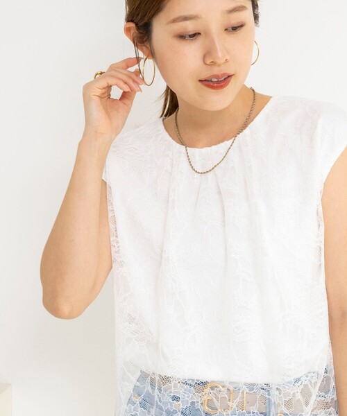 NOLLEY’S(ノーリーズ)の「ウォッシャブルレースレイヤードブラウス(シャツ/ブラウス・レディース・ブラック/ネイビー/ホワイト・38)」の12枚目の写真