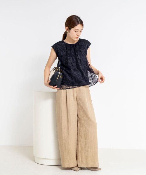 NOLLEY’S(ノーリーズ)の「ウォッシャブルレースレイヤードブラウス(シャツ/ブラウス・レディース・ブラック/ネイビー/ホワイト・38)」の14枚目の写真