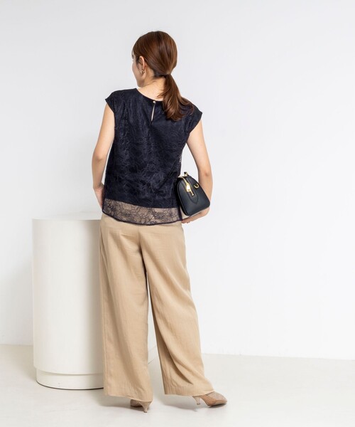 NOLLEY’S(ノーリーズ)の「ウォッシャブルレースレイヤードブラウス(シャツ/ブラウス・レディース・ブラック/ネイビー/ホワイト・38)」の15枚目の写真