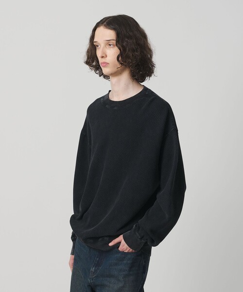 MONKEY TIME（モンキータイム）の「ウォッシュド ワッフル クルーネック（スウェット・メンズ・ブラック/ターコイズブルー・L/M/S/XL）」の4枚目の写真