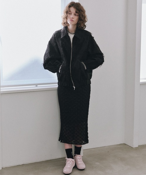 シフォンシュリンクレースペンシルスカート / Chiffon Shrink Lace Pencil Skirt