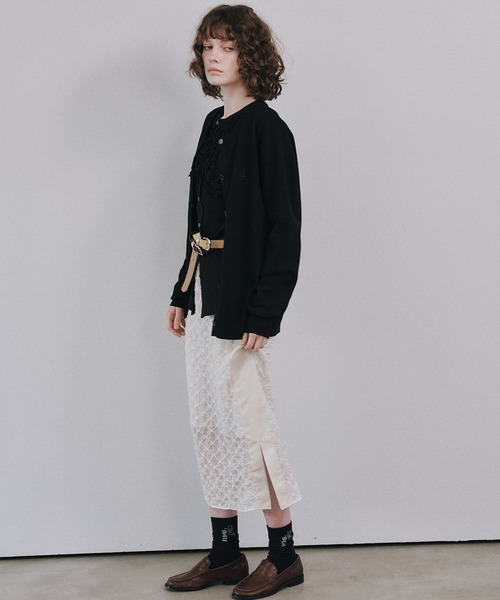 LE CIEL BLEU（ルシェルブルー）の「シフォンシュリンクレースペンシルスカート / Chiffon Shrink Lace Pencil Skirt（スカート・レディース・ホワイト/ブラック・34/36/38）」の4枚目の写真
