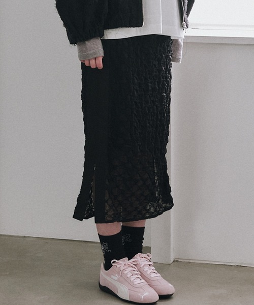 LE CIEL BLEU（ルシェルブルー）の「シフォンシュリンクレースペンシルスカート / Chiffon Shrink Lace Pencil Skirt（スカート・レディース・ホワイト/ブラック・34/36/38）」の16枚目の写真