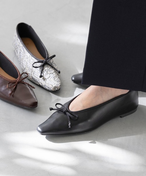 welleg（ウェレッグ）の「サテンリボン スクエアトゥ バレエシューズ（バレエシューズ・レディース・ホワイト系その他/アイボリー/ブラック/ブラウン・22.5cm/22.0cm/21.5cm/25.0cm/24.5cm/24.0cm/23.5cm/23.0cm/26.0cm/25.5cm）」の7枚目の写真