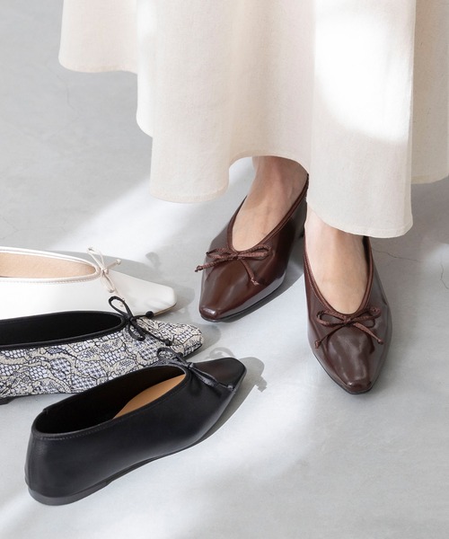 welleg（ウェレッグ）の「サテンリボン スクエアトゥ バレエシューズ（バレエシューズ・レディース・ホワイト系その他/アイボリー/ブラック/ブラウン・22.5cm/22.0cm/21.5cm/25.0cm/24.5cm/24.0cm/23.5cm/23.0cm/26.0cm/25.5cm）」の8枚目の写真