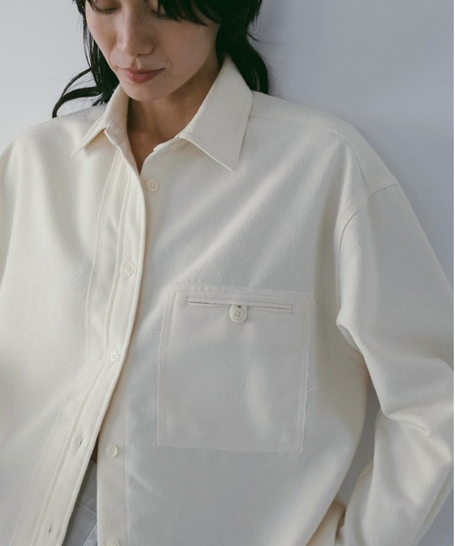 anuke（アンヌーク）の「Nep Over Shirts（シャツ/ブラウス・レディース・アイボリー/チャコールグレー・FREE）」の9枚目の写真