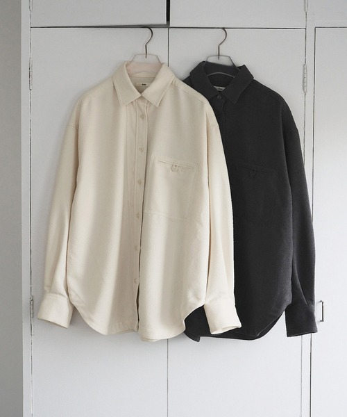 anuke（アンヌーク）の「Nep Over Shirts（シャツ/ブラウス・レディース・アイボリー/チャコールグレー・FREE）」の15枚目の写真