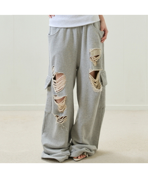 LUVISTRUE(ラヴイズトゥルー)の「EL DAMAGE COLORING TRAINING PANTS(GRAY)(スウェットパンツ・レディース・その他・FREE)」の1枚目の写真