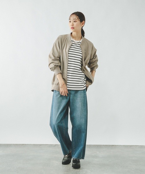 GLOBAL WORK（グローバルワーク）の「ヘビロッTEEボーダー長袖/636713（Tシャツ/カットソー・レディース・ホワイト系8/ホワイト系その他/ブラウン系その他/グレー系その他・LARGE/MEDIUM）」の6枚目の写真