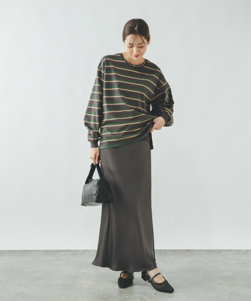 GLOBAL WORK（グローバルワーク）の「ヘビロッTEEボーダー長袖/636713（Tシャツ/カットソー・レディース・ホワイト系8/ホワイト系その他/ブラウン系その他/グレー系その他・LARGE/MEDIUM）」の14枚目の写真