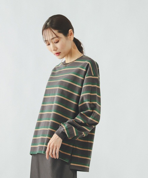 GLOBAL WORK（グローバルワーク）の「ヘビロッTEEボーダー長袖/636713（Tシャツ/カットソー・レディース・ホワイト系8/ホワイト系その他/ブラウン系その他/グレー系その他・LARGE/MEDIUM）」の16枚目の写真