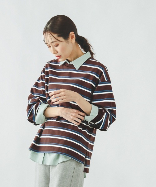 GLOBAL WORK（グローバルワーク）の「ヘビロッTEEボーダー長袖/636713（Tシャツ/カットソー・レディース・ホワイト系8/ホワイト系その他/ブラウン系その他/グレー系その他・LARGE/MEDIUM）」の19枚目の写真