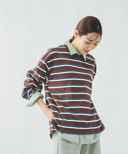 GLOBAL WORK（グローバルワーク）の「ヘビロッTEEボーダー長袖/636713（Tシャツ/カットソー・レディース・ホワイト系8/ホワイト系その他/ブラウン系その他/グレー系その他・LARGE/MEDIUM）」の20枚目の写真