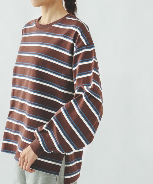 GLOBAL WORK（グローバルワーク）の「ヘビロッTEEボーダー長袖/636713（Tシャツ/カットソー・レディース・ホワイト系8/ホワイト系その他/ブラウン系その他/グレー系その他・LARGE/MEDIUM）」の22枚目の写真