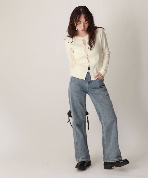 NOAHL(ノアル)の「【NOAHL】前後2wayキーホールデザインニットトップス(ニット/セーター・レディース・ピンク/アイボリー/ブラック・FREE)」の7枚目の写真