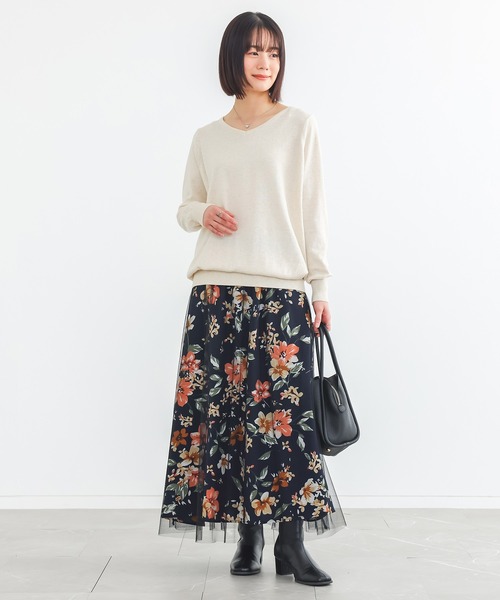 n'OrLABEL(ノアールレーベル)の「『花柄プリントチュールレイヤードスカート』(スカート・レディース・グリーン/ブラック・FREE)」の13枚目の写真