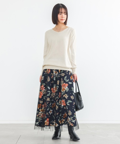 n'OrLABEL(ノアールレーベル)の「『花柄プリントチュールレイヤードスカート』(スカート・レディース・グリーン/ブラック・FREE)」の15枚目の写真