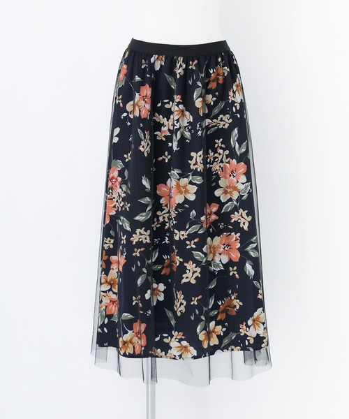 n'OrLABEL(ノアールレーベル)の「『花柄プリントチュールレイヤードスカート』(スカート・レディース・グリーン/ブラック・FREE)」の22枚目の写真