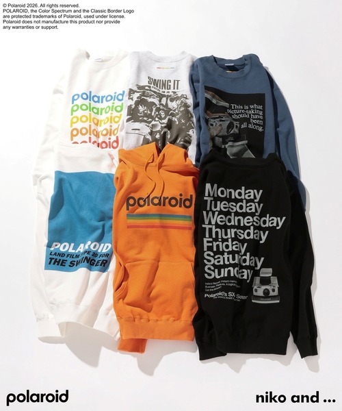 niko and...（ニコアンド）の「【Polaroid(ポラロイド)】プリントパーカー（パーカー・メンズ・オレンジ/オフホワイト/ブラック・LARGE/MEDIUM）」の5枚目の写真