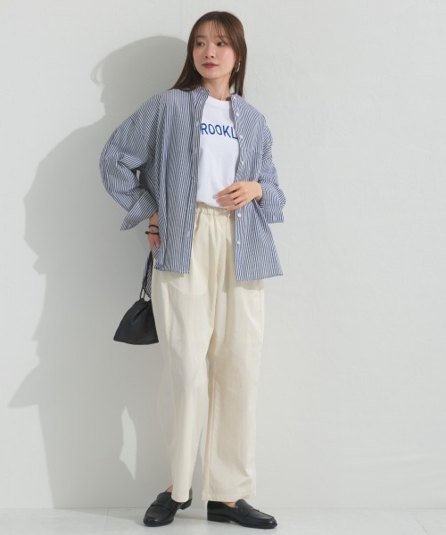 OMNES(オムネス)の「オーバーサイズバンドカラーストライプ長袖シャツ(シャツ/ブラウス・レディース・ネイビー/ブラック/グリーン・FREE)」の19枚目の写真