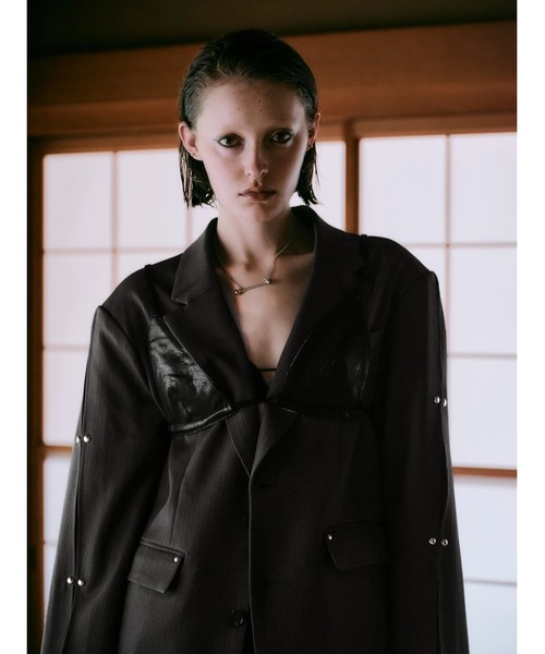 セール】【TAJEN:T】TUCK DESIGN STUDS TAILORED JACKET/ タック
