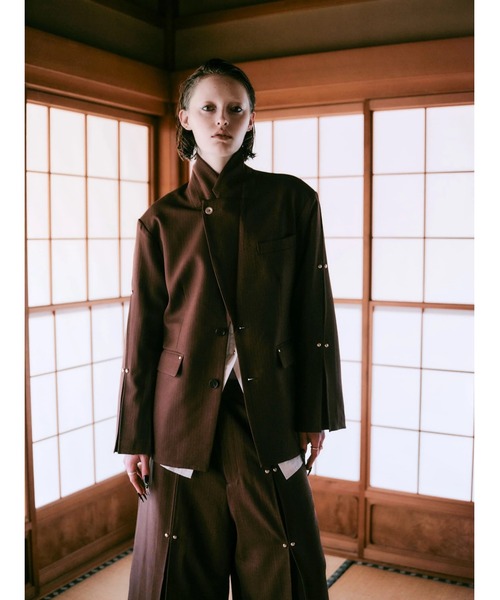 セール】【TAJEN:T】TUCK DESIGN STUDS TAILORED JACKET/ タック