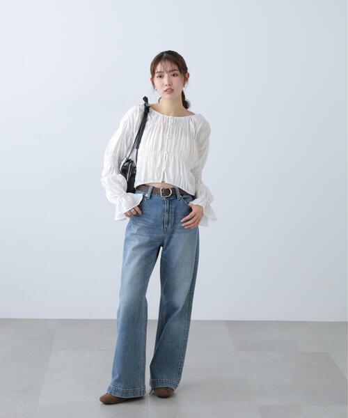 FREE'S MART（フリーズマート）の「◆シアーギャザー前開き短丈ブラウス（シャツ/ブラウス・レディース・ブルー/ホワイト/ブラック/グリーン系その他・FREE）」の17枚目の写真