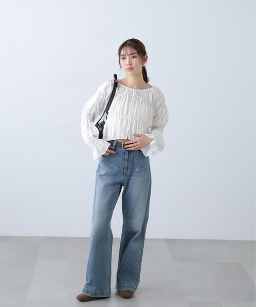 FREE'S MART（フリーズマート）の「◆シアーギャザー前開き短丈ブラウス（シャツ/ブラウス・レディース・ブルー/ホワイト/ブラック/グリーン系その他・FREE）」の19枚目の写真