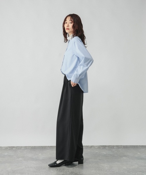 GLOBAL WORK(グローバルワーク)の「ギャザーイージーワイドパンツ/632953(その他パンツ・レディース・ブラック/ブラウン/ダークブラウン・MEDIUM/SMALL/LARGE)」の5枚目の写真