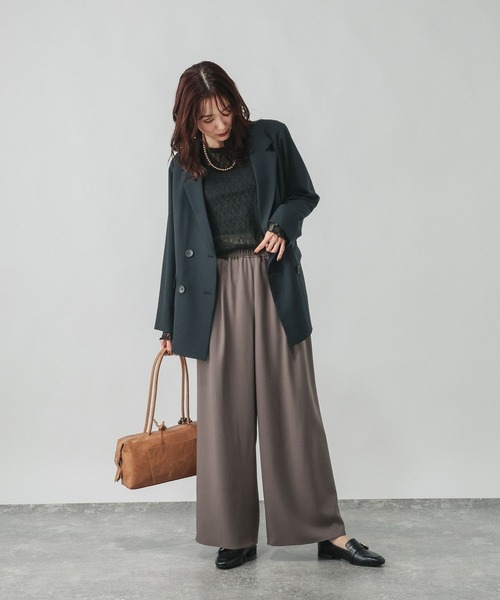 GLOBAL WORK(グローバルワーク)の「ギャザーイージーワイドパンツ/632953(その他パンツ・レディース・ブラック/ブラウン/ダークブラウン・MEDIUM/SMALL/LARGE)」の9枚目の写真