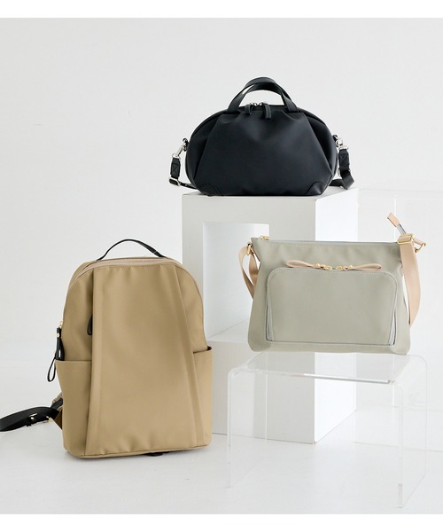 zucchero filato(ズッケロフィラート)の「ナイロン×レザー 財布 ショルダーバッグ 軽量 撥水 耐久性 11104(ショルダーバッグ・レディース・ベージュ/ブラック/グレー・FREE)」の4枚目の写真
