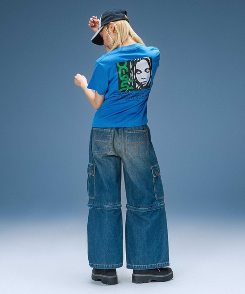 X-girl(エックスガール)の「SIDE LOGO FACE LABEL S/S TEE(Tシャツ/カットソー・レディース・ブルー/ブラック/ホワイト・S/M/L)」の4枚目の写真