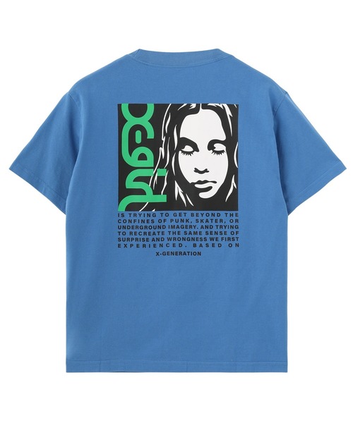 X-girl(エックスガール)の「SIDE LOGO FACE LABEL S/S TEE(Tシャツ/カットソー・レディース・ブルー/ブラック/ホワイト・S/M/L)」の7枚目の写真