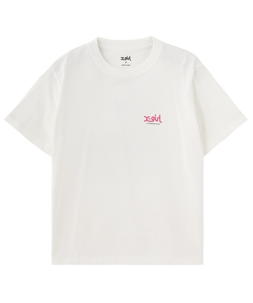 X-girl(エックスガール)の「SIDE LOGO FACE LABEL S/S TEE(Tシャツ/カットソー・レディース・ブルー/ブラック/ホワイト・S/M/L)」の9枚目の写真