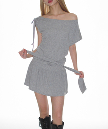 CRANK（クランク）の「ストリングオフショルダージャージドレス_メランジグレー（ワンピース）」