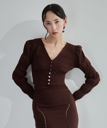 FETICO（フェティコ）の「【FETICO/フェティコ】《STUDIOUS別注》別注 STRIPE KNIT SHORT CARDIGAN/ストライプニットショートカーディガン（カーディガン/ボレロ）」