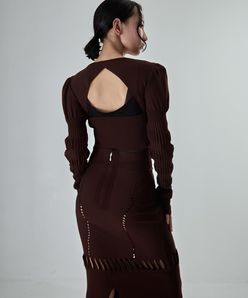 FETICO（フェティコ）の「【FETICO/フェティコ】《STUDIOUS別注》別注 STRIPE KNIT SHORT CARDIGAN/ストライプニットショートカーディガン（カーディガン/ボレロ・レディース・ブラウン/アイボリー/ブラック・FREE）」の13枚目の写真