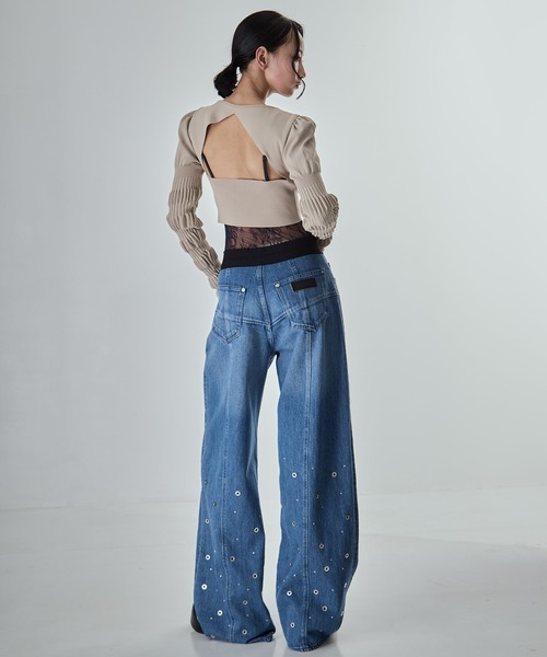 FETICO（フェティコ）の「【FETICO/フェティコ】《STUDIOUS別注》別注 STRIPE KNIT SHORT CARDIGAN/ストライプニットショートカーディガン（カーディガン/ボレロ・レディース・ブラウン/アイボリー/ブラック・FREE）」の6枚目の写真