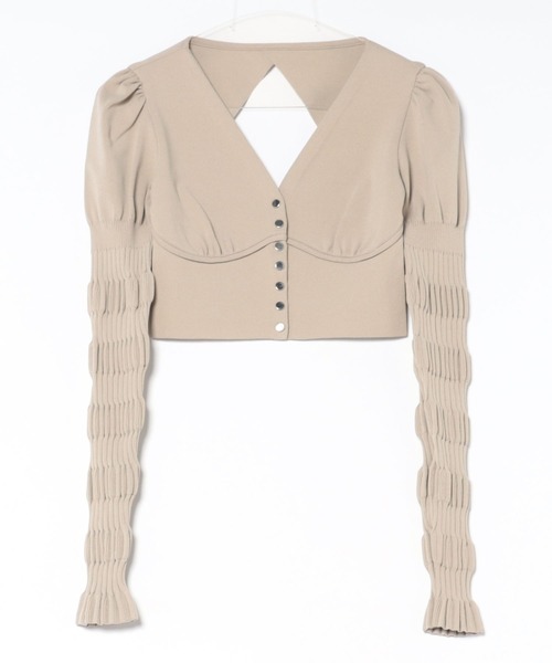 FETICO（フェティコ）の「【FETICO/フェティコ】《STUDIOUS別注》別注 STRIPE KNIT SHORT CARDIGAN/ストライプニットショートカーディガン（カーディガン/ボレロ・レディース・ブラウン/アイボリー/ブラック・FREE）」の4枚目の写真