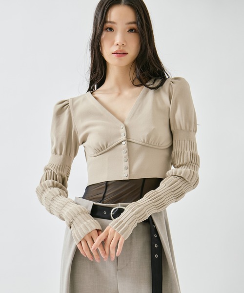 FETICO/フェティコ】《STUDIOUS別注》別注 STRIPE KNIT SHORT CARDIGAN