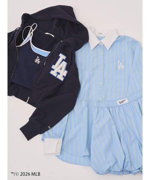 SNIDEL（スナイデル）の「【MLB】Sustainableワンポイントシャツ（シャツ/ブラウス・レディース・グリーン/ブルー/ピンク・F）」の6枚目の写真