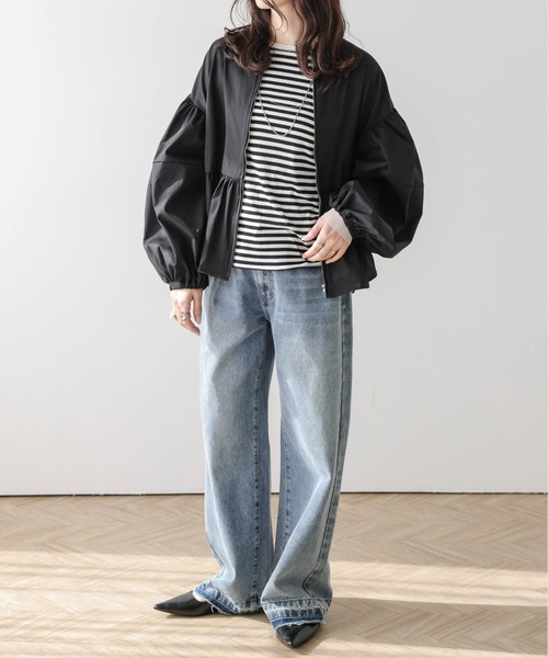 La-gemme(ラジェム)の「ギャザーペプラムブルゾン(ブルゾン・レディース・ホワイト/ブラック・フリー)」の9枚目の写真