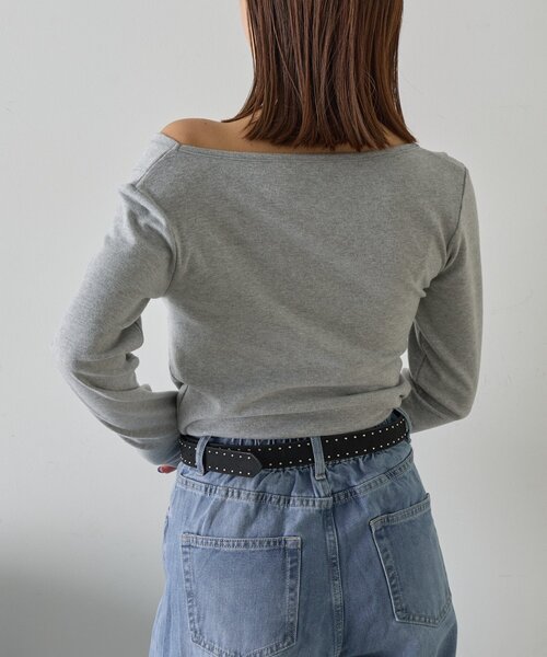 goocy（グーシー）の「スムース天竺ドレープPO（Tシャツ/カットソー・レディース・ブラック/ホワイト/グレー/ピンク・FREE）」の6枚目の写真